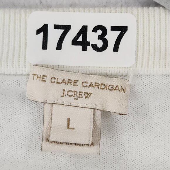 J Crew Sweater Womens Large White The Clare Cardigan Button Front Crewneck Knit - Picture 10 of 14